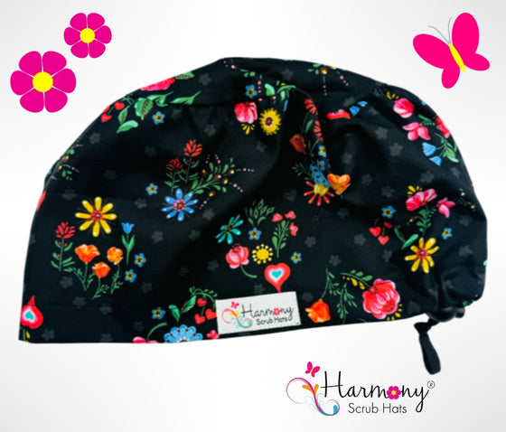 Black Blossoms EURO® Scrub Hat