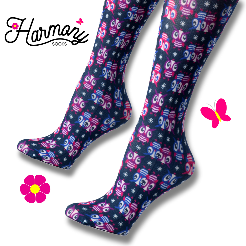 Large Owls Knee High Compression Socks - 10-18mmHg Knit