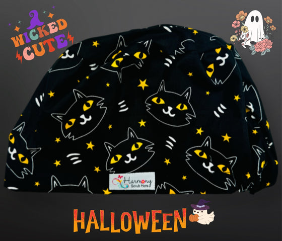 HALLOWEEN Black Cats EURO® Scrub Hat