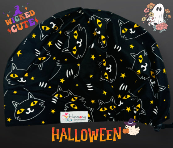 HALLOWEEN Cat Eyes Modern Bouffant™ Scrub Hat