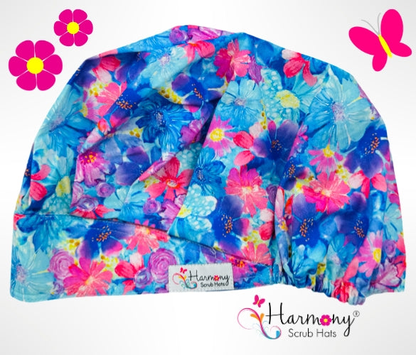 Bright Summer Blooms Modern Bouffant™ Scrub Hat