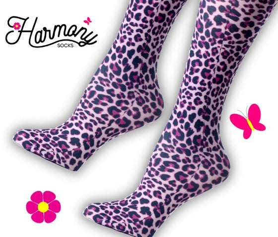 Pink Leopard Knee High Compression Socks - 10-18mmHg Knit